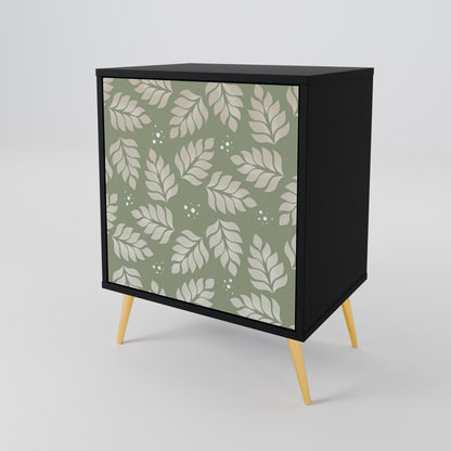 LEAVES ON GREEN 1-Door Sideboard in Black Finish