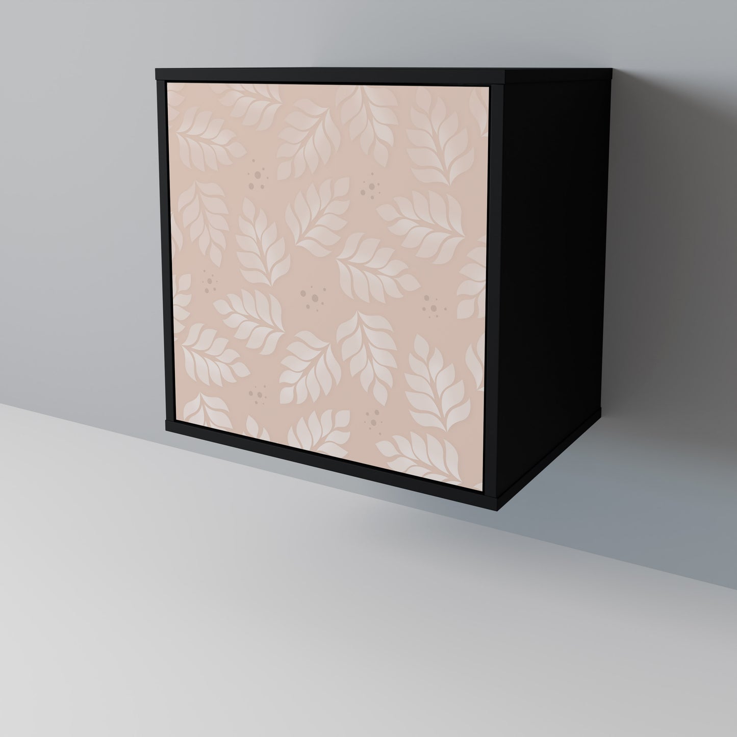 LEAVES ON BEIGE 1-Door Sideboard in Black Finish