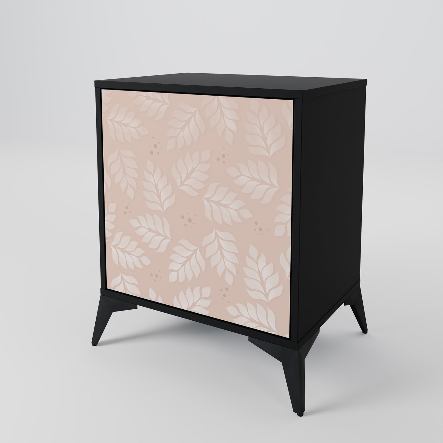 LEAVES ON BEIGE 1-Door Sideboard in Black Finish