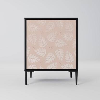 LEAVES ON BEIGE 1-Door Sideboard in Black Finish
