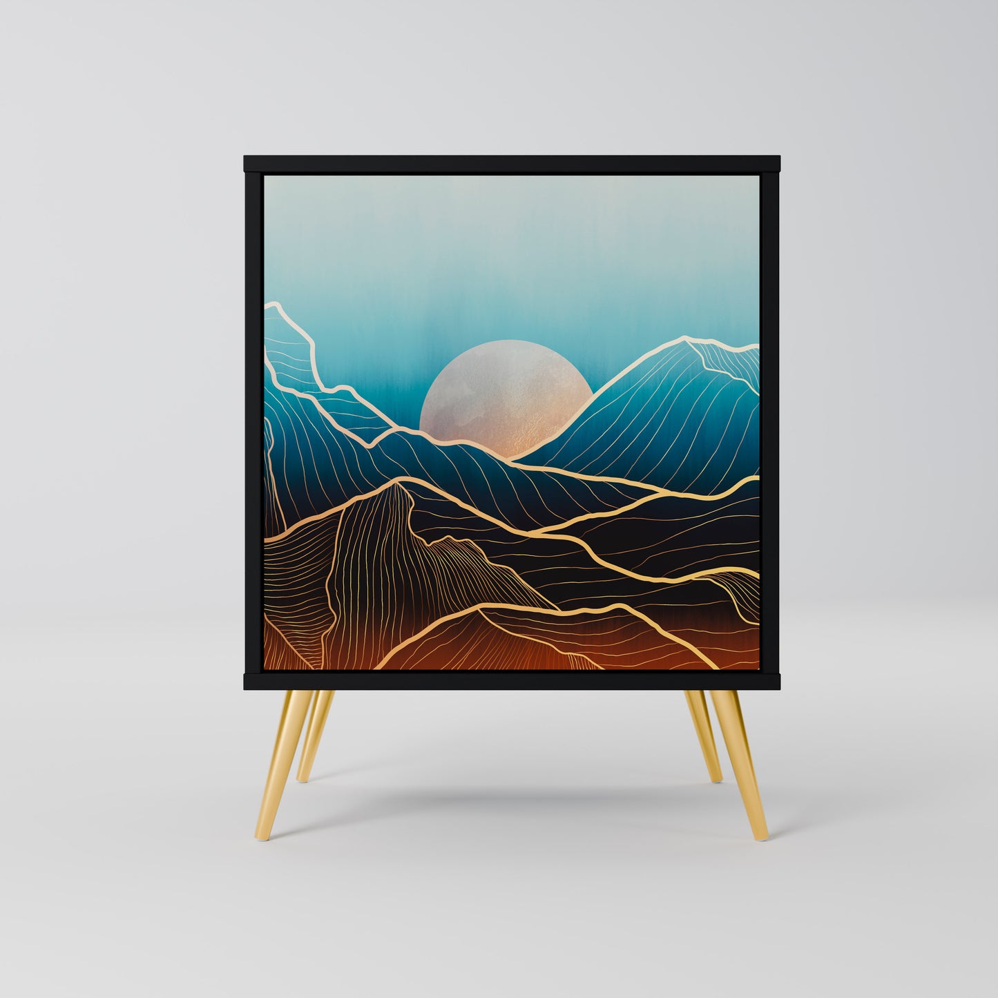 LUNAR SECRETS 1-Door Sideboard in Black Finish