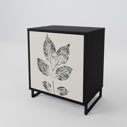 LEAFY STAMPS 1-Door Sideboard in Black Finish