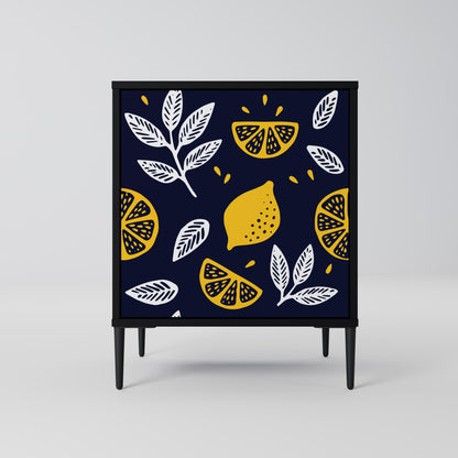 CITRUS BLACK AND WHITE 1-Door Sideboard in Black Finish