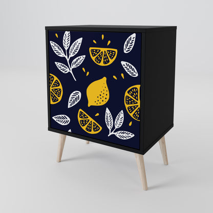 CITRUS BLACK AND WHITE 1-Door Sideboard in Black Finish