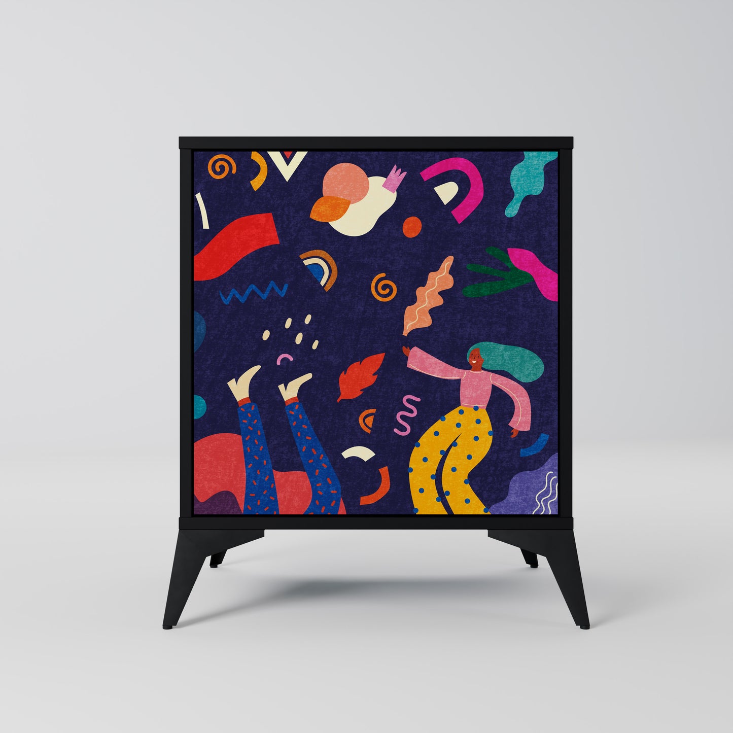 FESTIVE PLEASURES 1-Door Sideboard in Black Finish