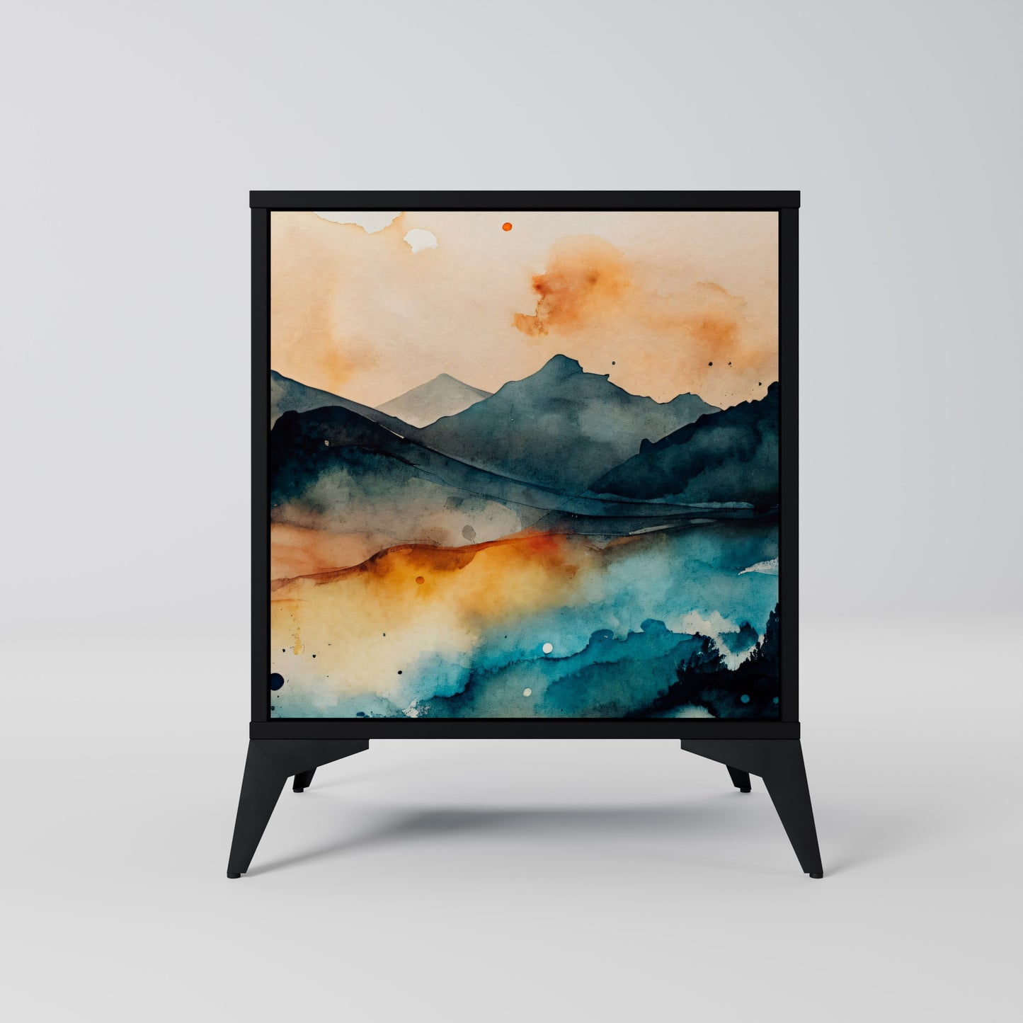 OMINOUS MOUNTAINS 1-Door Sideboard in Black Finish