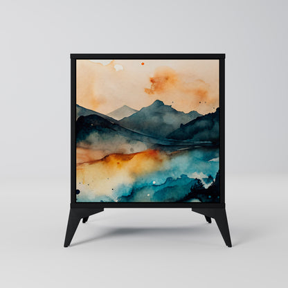 OMINOUS MOUNTAINS 1-Door Sideboard in Black Finish