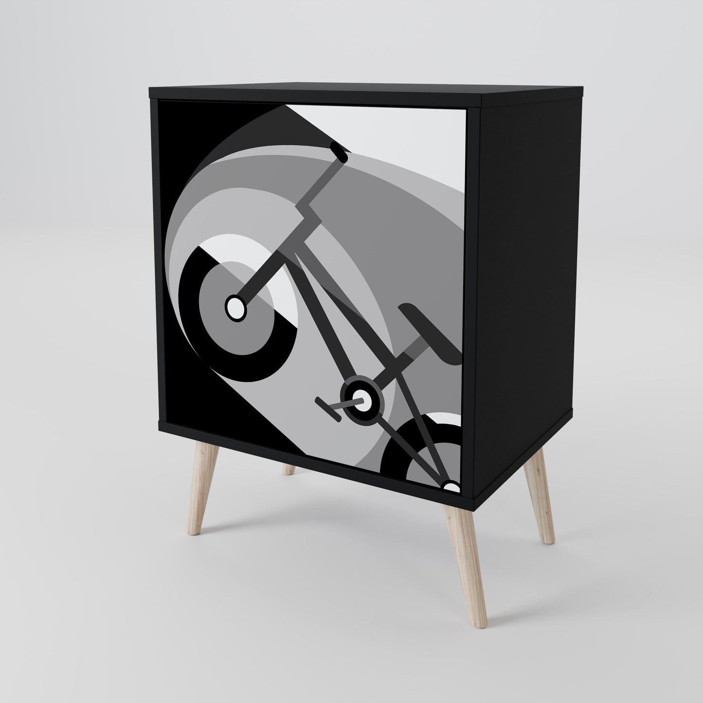 BIKE ENERGY 1-Door Sideboard in Black Finish