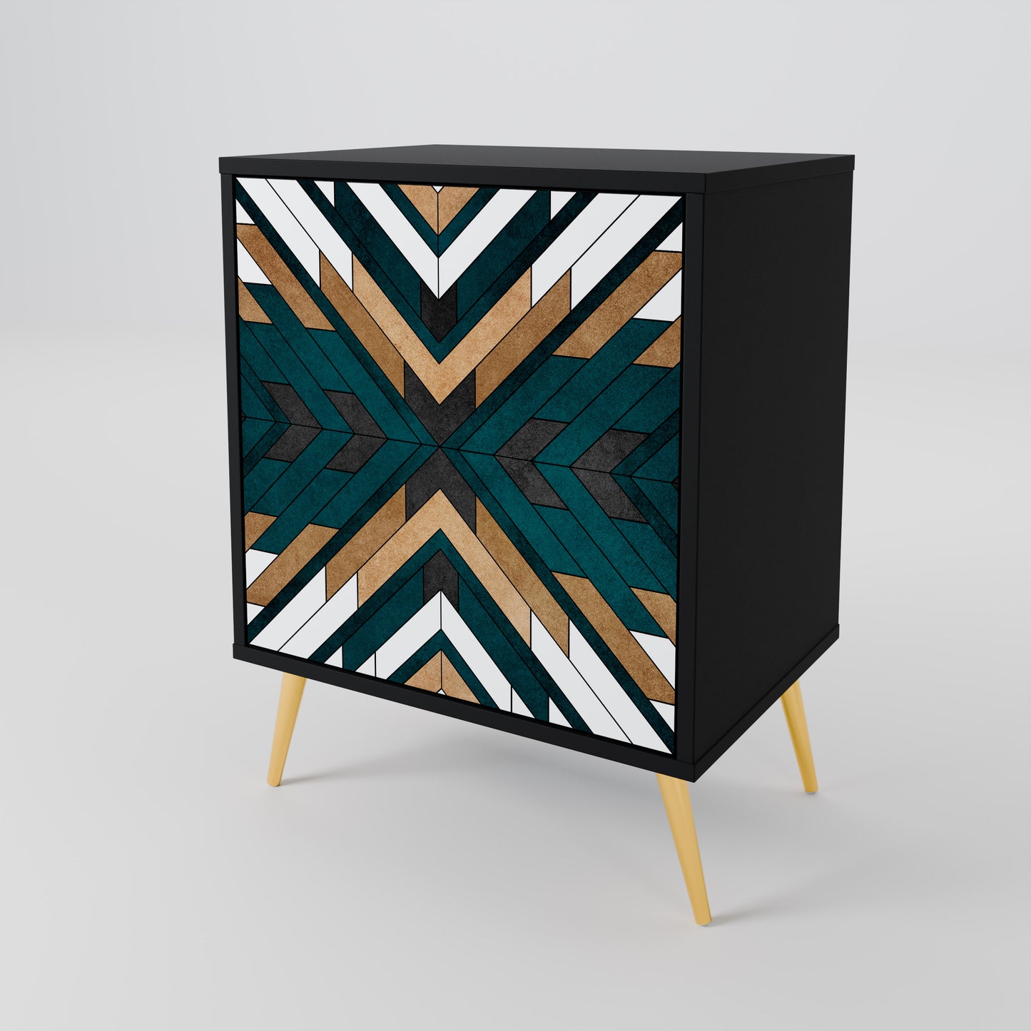 Credenza ARTISTIC GEOMETRY a 1 anta con finitura nera