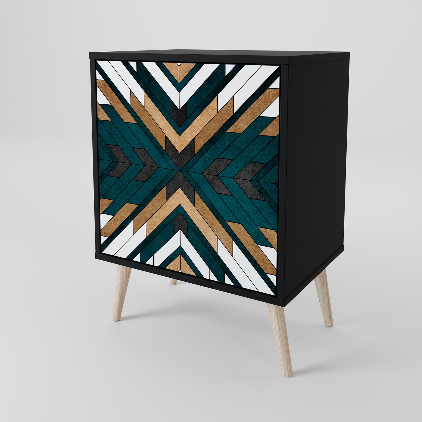 Credenza ARTISTIC GEOMETRY a 1 anta con finitura nera