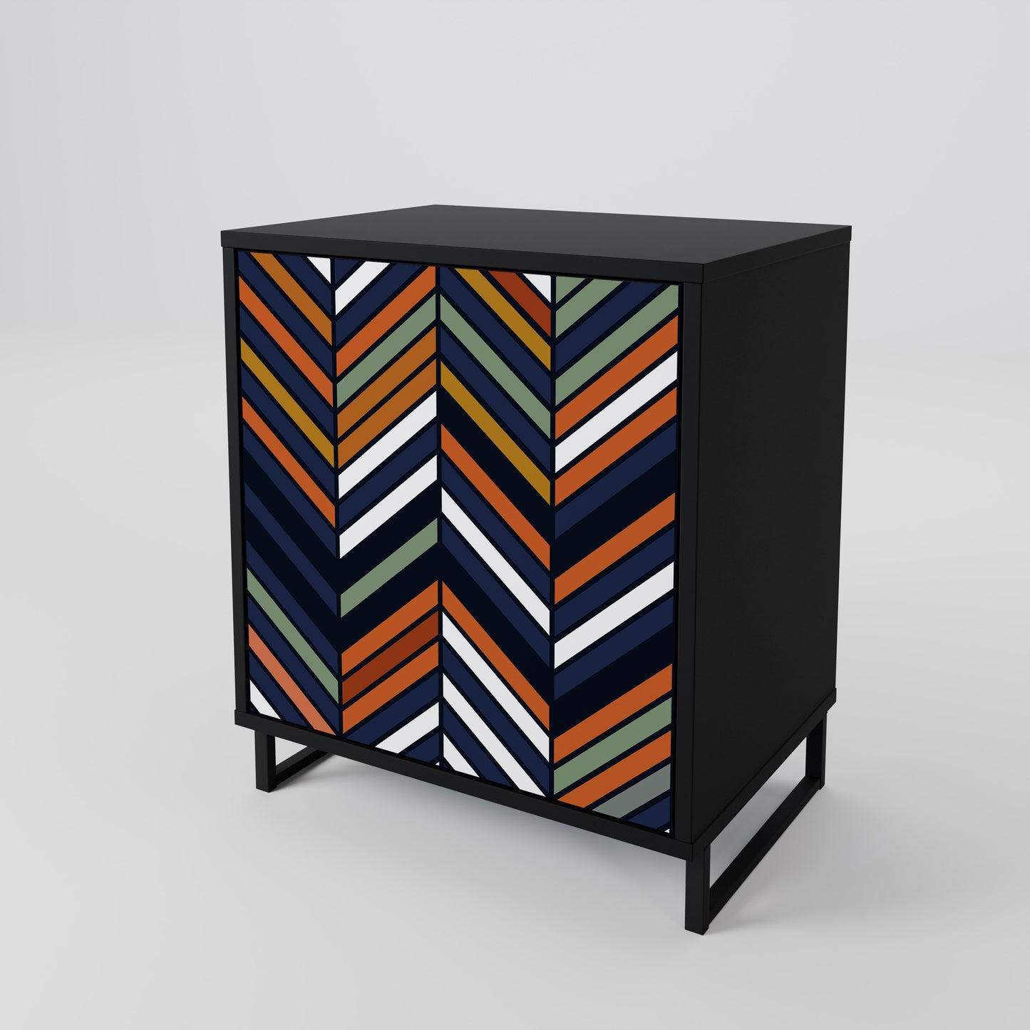 VIBRANT PATCHWORK 1-Door Sideboard in Black Finish