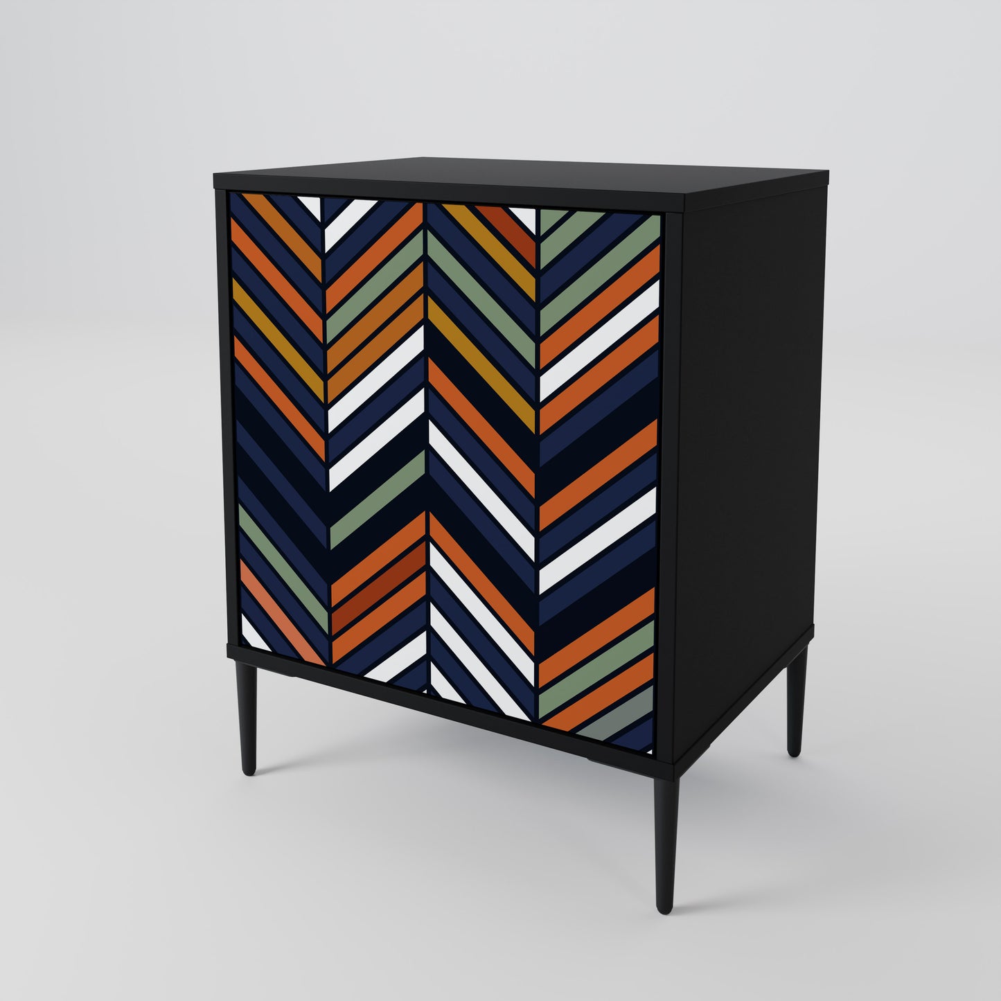 VIBRANT PATCHWORK 1-Door Sideboard in Black Finish