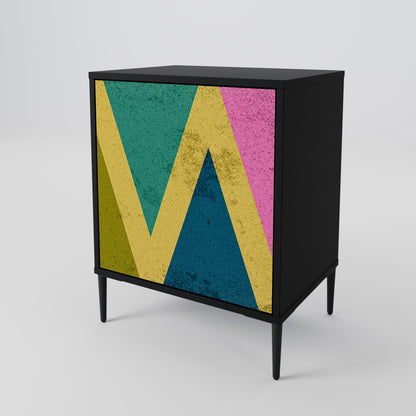 COLORFUL TRIANGLES 1-Door Sideboard in Black Finish
