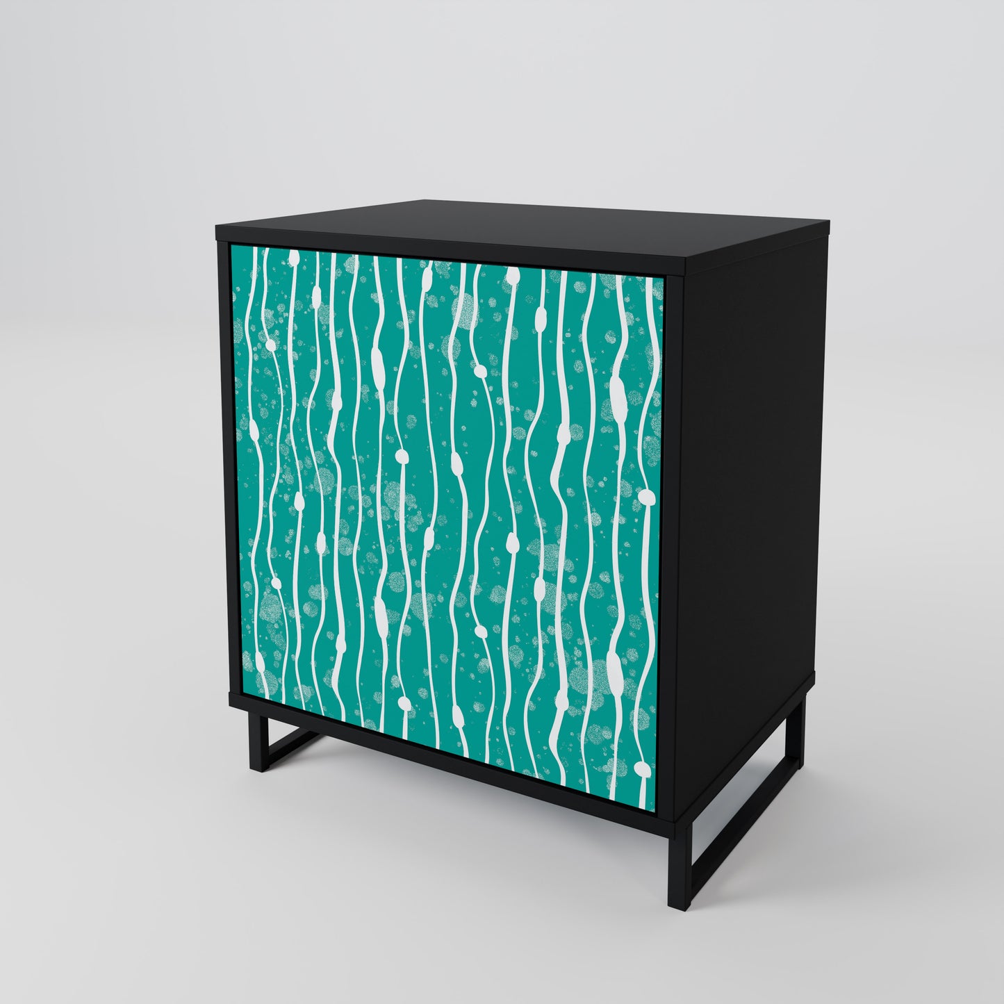 TURQUOISE RAIN 1-Door Sideboard in Black Finish