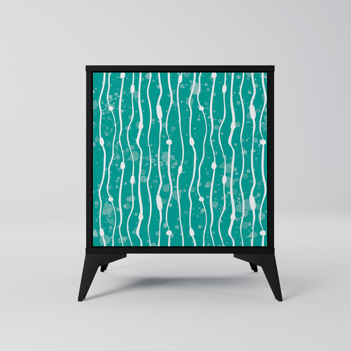 TURQUOISE RAIN 1-Door Sideboard in Black Finish