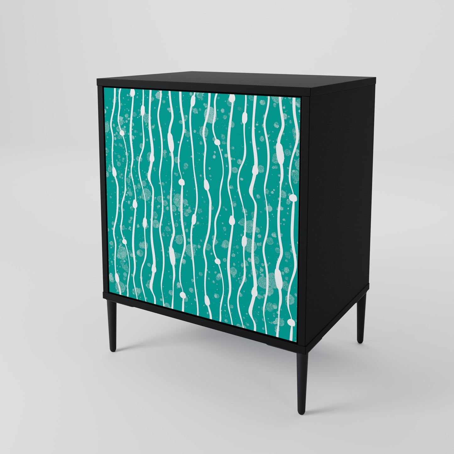 TURQUOISE RAIN 1-Door Sideboard in Black Finish
