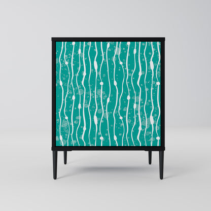 TURQUOISE RAIN 1-Door Sideboard in Black Finish