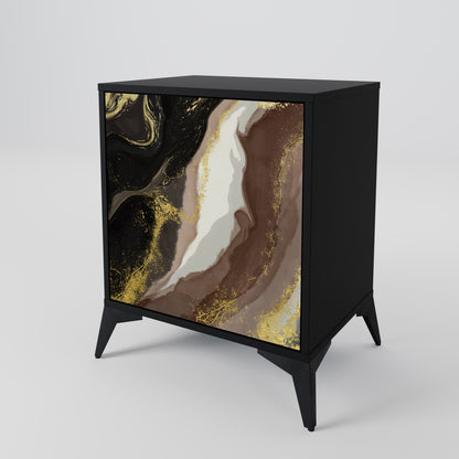 GOLD DUST 1-Door Sideboard in Black Finish