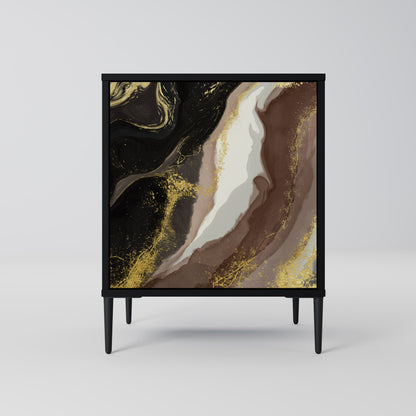 GOLD DUST 1-Door Sideboard in Black Finish