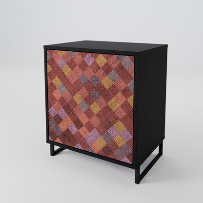 PAINTED SQUARES 1-Door Sideboard in Black Finish