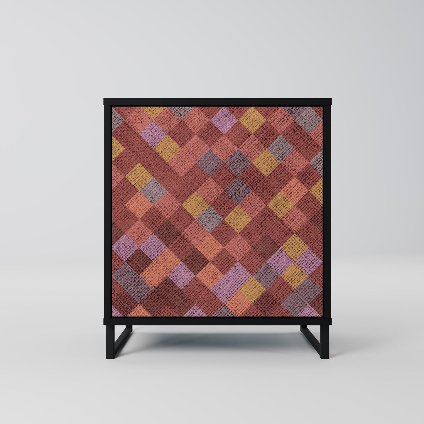 PAINTED SQUARES 1-Door Sideboard in Black Finish