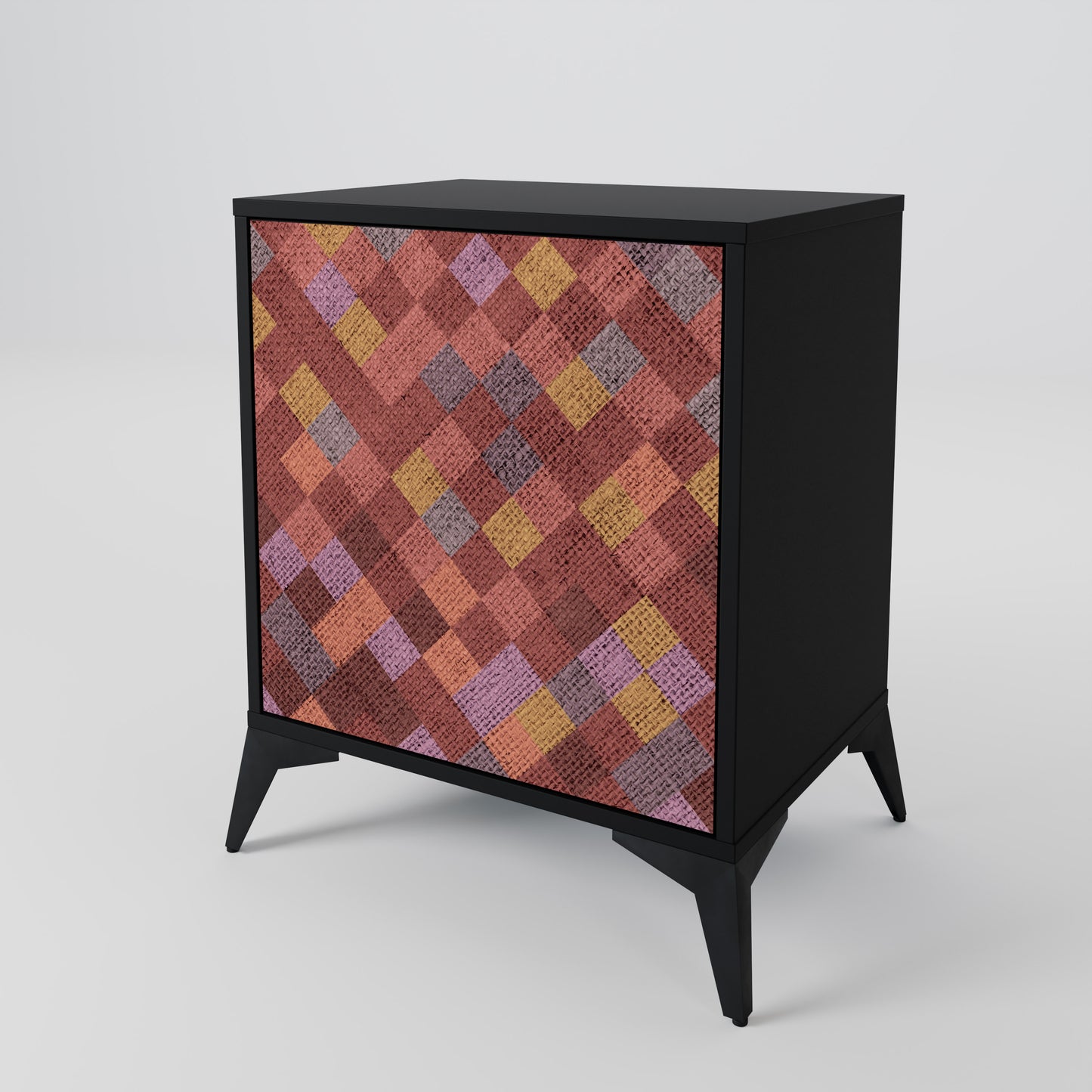 PAINTED SQUARES 1-Door Sideboard in Black Finish
