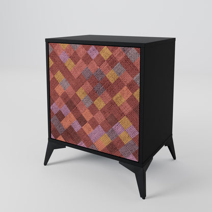PAINTED SQUARES 1-Door Sideboard in Black Finish
