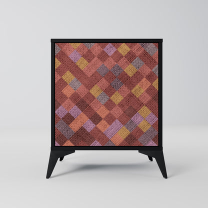 PAINTED SQUARES 1-Door Sideboard in Black Finish