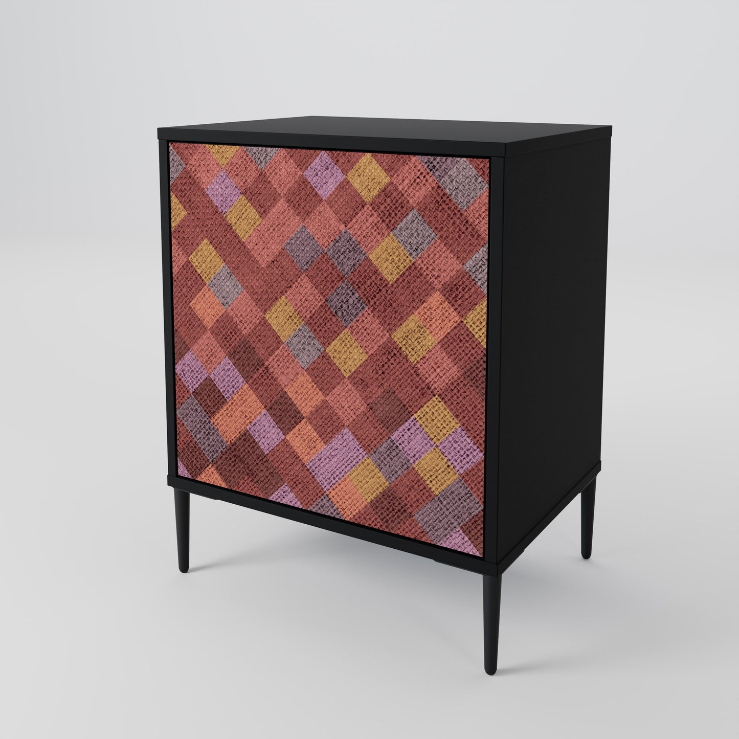 PAINTED SQUARES 1-Door Sideboard in Black Finish