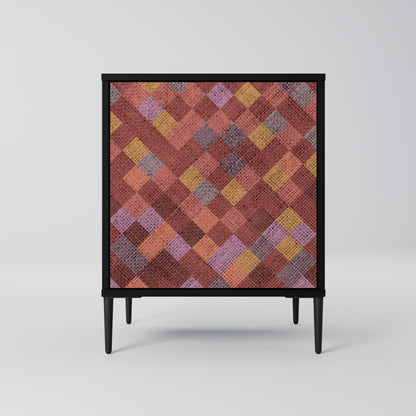 PAINTED SQUARES 1-Door Sideboard in Black Finish