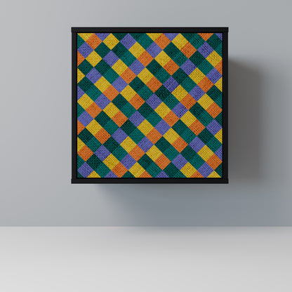 PAINTED SQUARES MIX 1-Door Sideboard in Black Finish