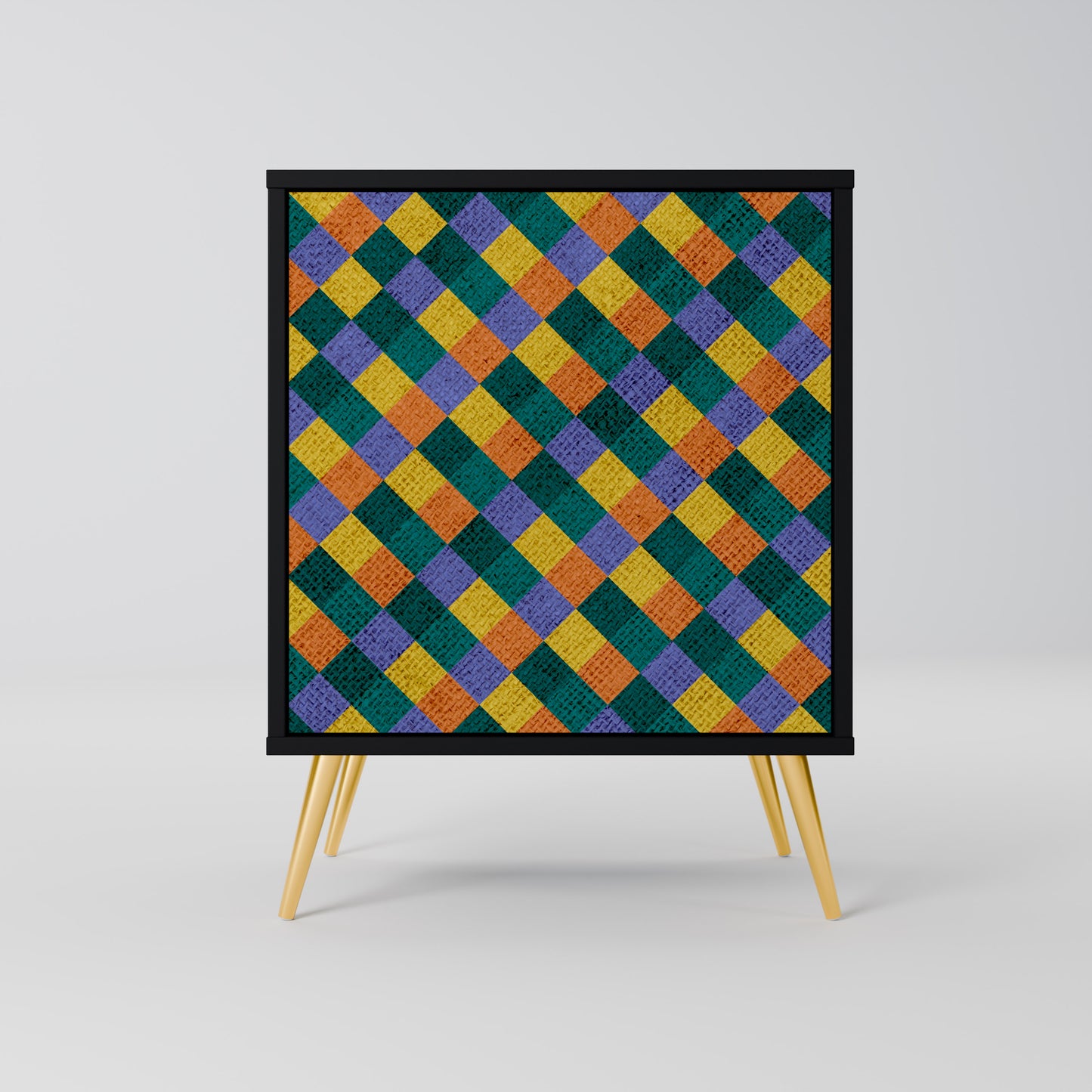 PAINTED SQUARES MIX 1-Door Sideboard in Black Finish