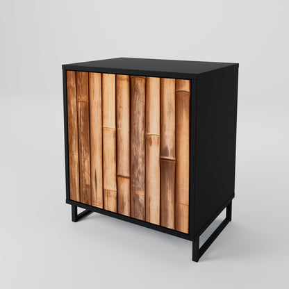 NATURAL WOOD 1-Door Sideboard in Black Finish