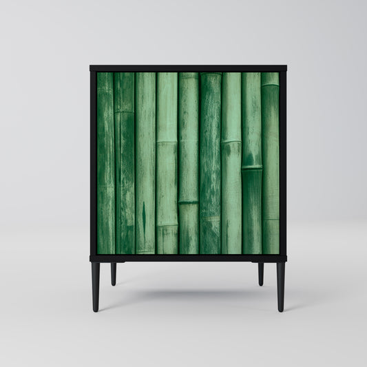 NATURAL GREEN 1-Door Sideboard in Black Finish