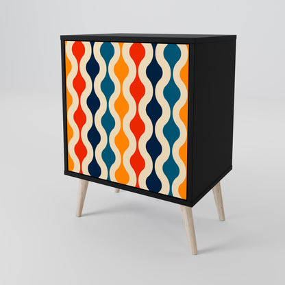 COLORFUL NOSTALGIA 1-Door Sideboard in Black Finish