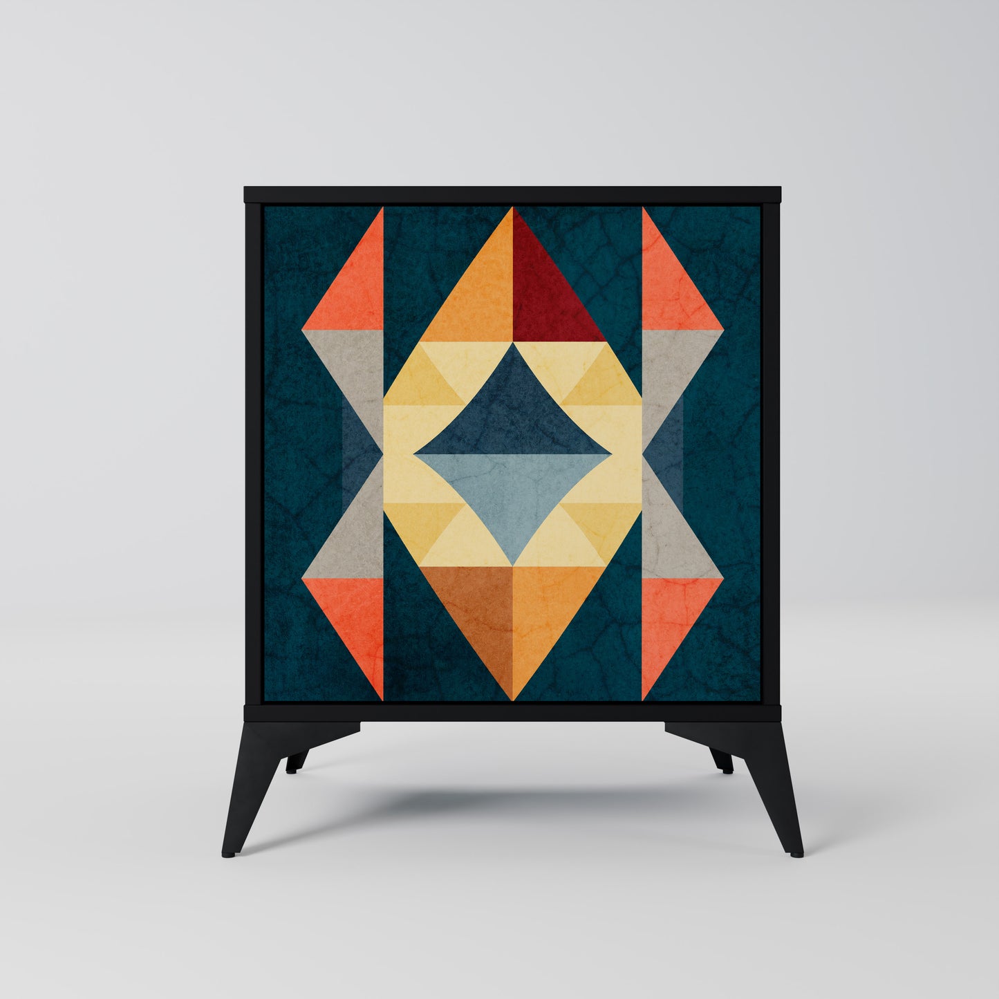 CRACKED ILLUSION 1-Door Sideboard in Black Finish