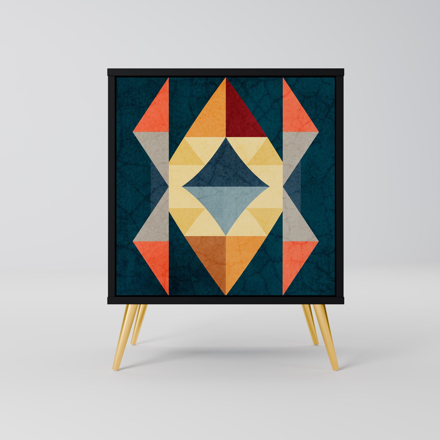 CRACKED ILLUSION 1-Door Sideboard in Black Finish