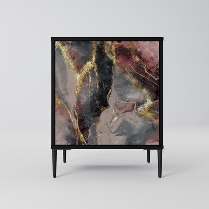 GOLDEN TIDES 1-Door Sideboard in Black Finish