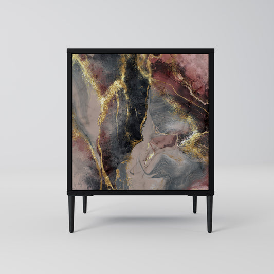 GOLDEN TIDES 1-Door Sideboard in Black Finish