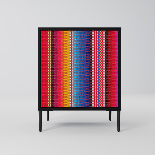 ETHNIC MEXICAN 1-Door Sideboard in Black Finish