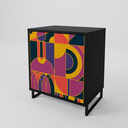 ELECTRIC PATTERNS 1-Door Sideboard in Black Finish