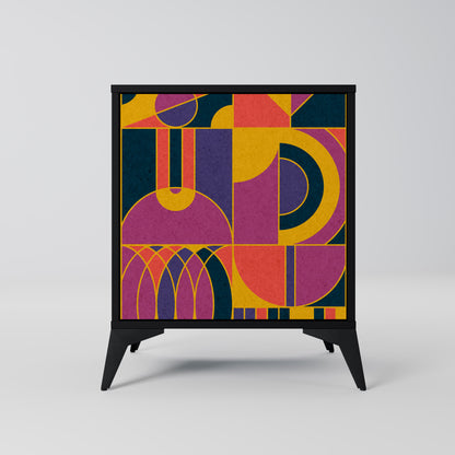 ELECTRIC PATTERNS 1-Door Sideboard in Black Finish