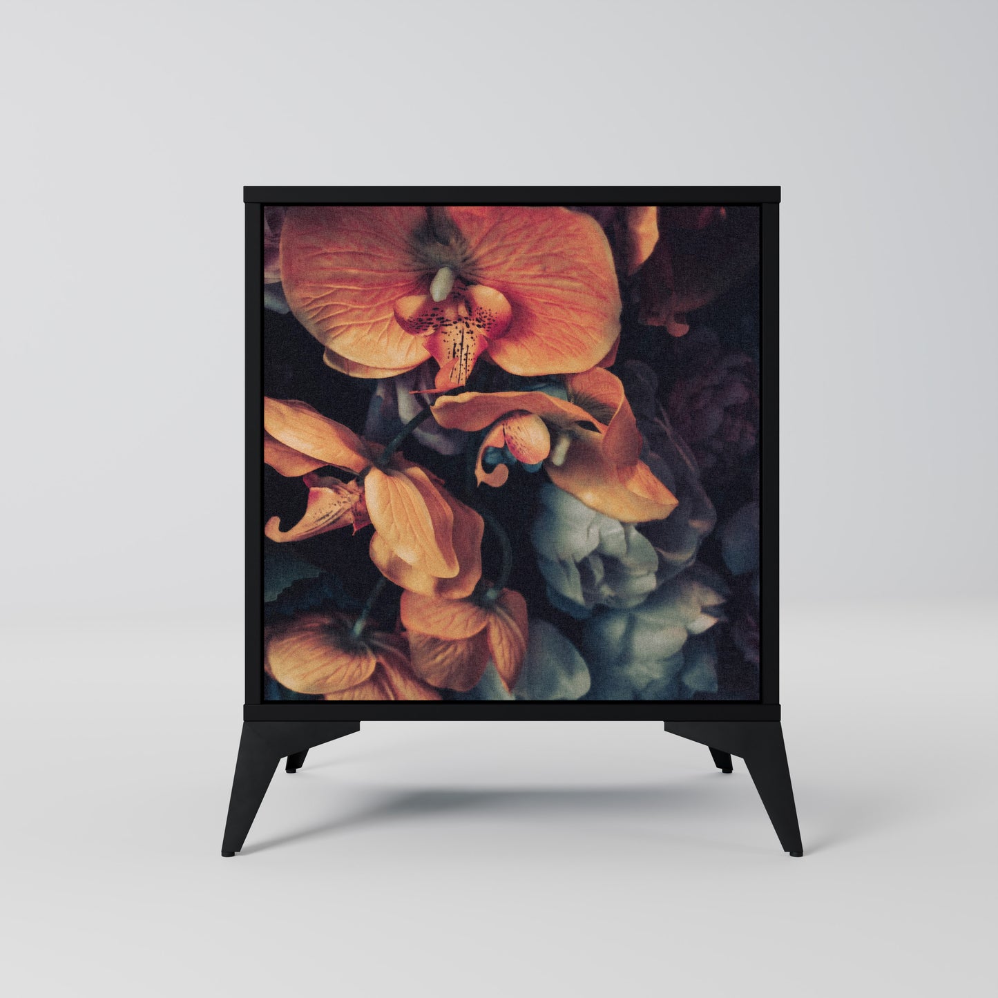 NEVERENDING BLOOM 1-Door Sideboard in Black Finish