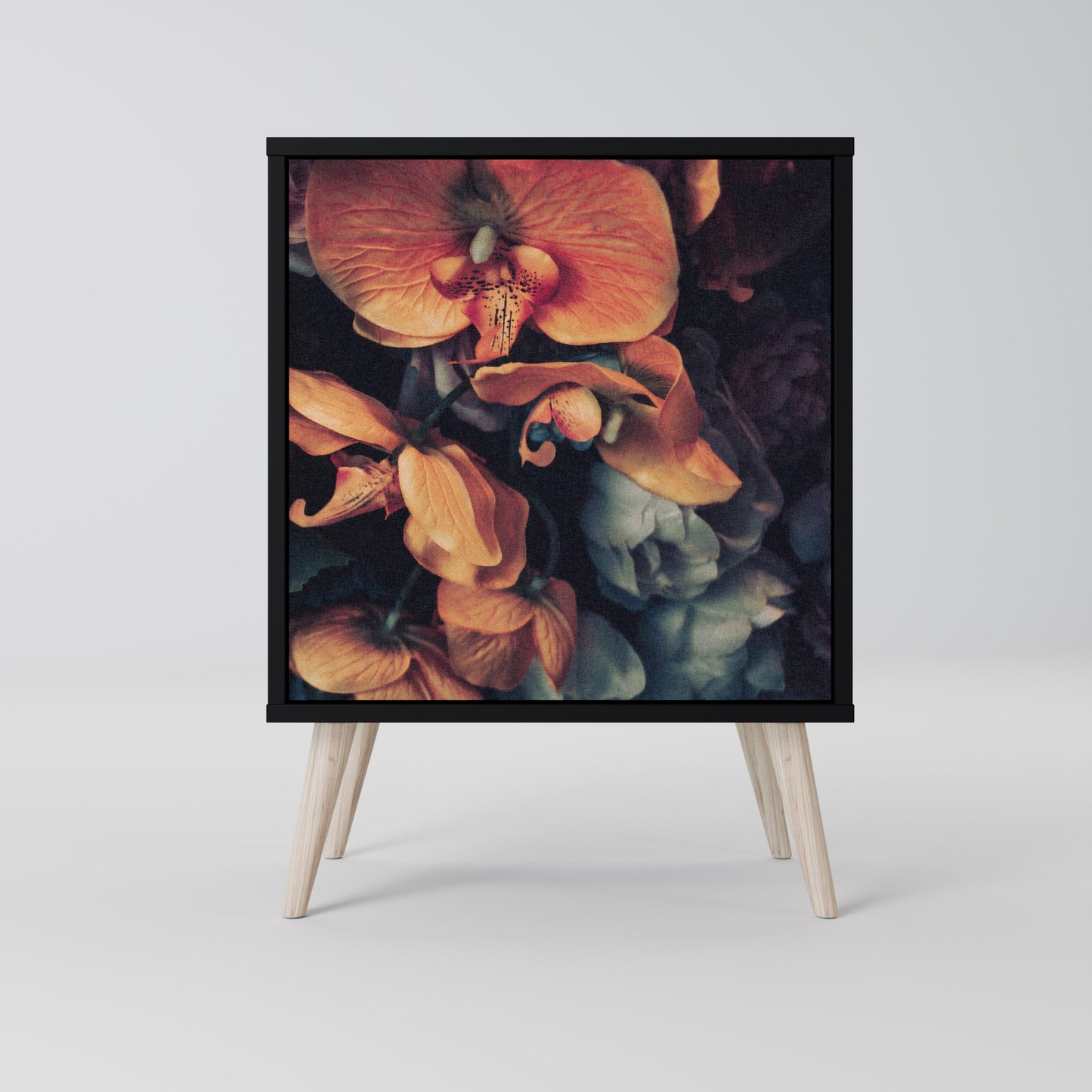 NEVERENDING BLOOM 1-Door Sideboard in Black Finish