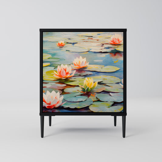 Credenza BLOOMING WATERS a 1 anta con finitura nera