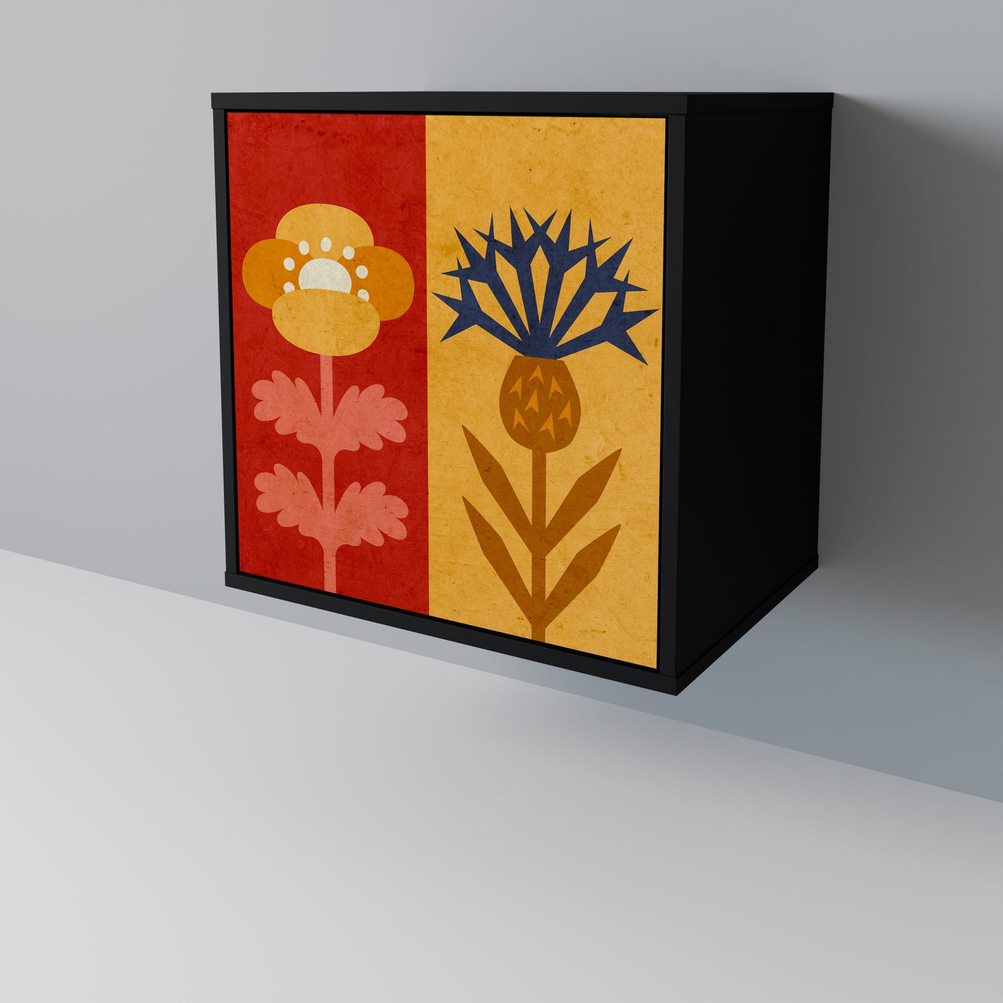 SCANDIC FLOWERET 1-Door Sideboard in Black Finish