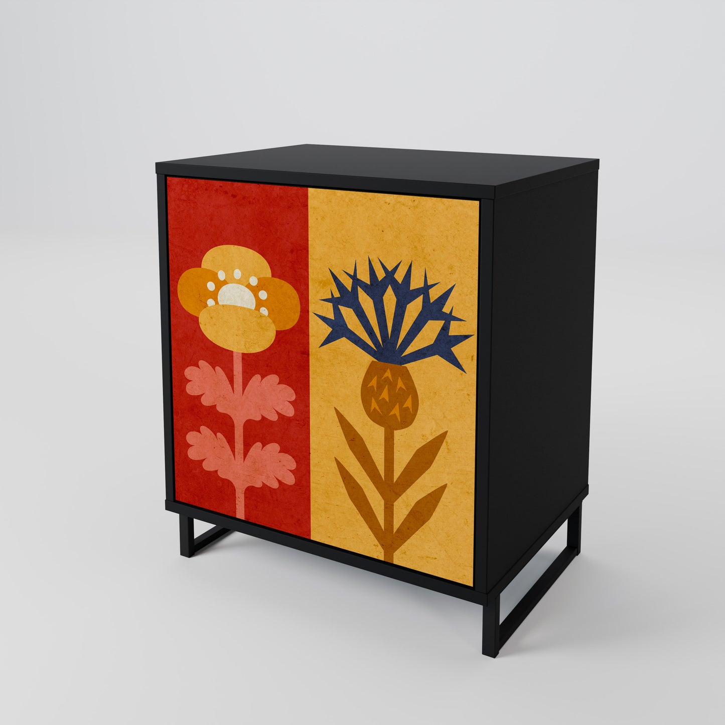 SCANDIC FLOWERET 1-Door Sideboard in Black Finish