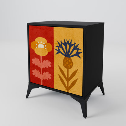 SCANDIC FLOWERET 1-Door Sideboard in Black Finish