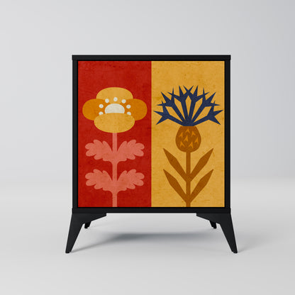 SCANDIC FLOWERET 1-Door Sideboard in Black Finish