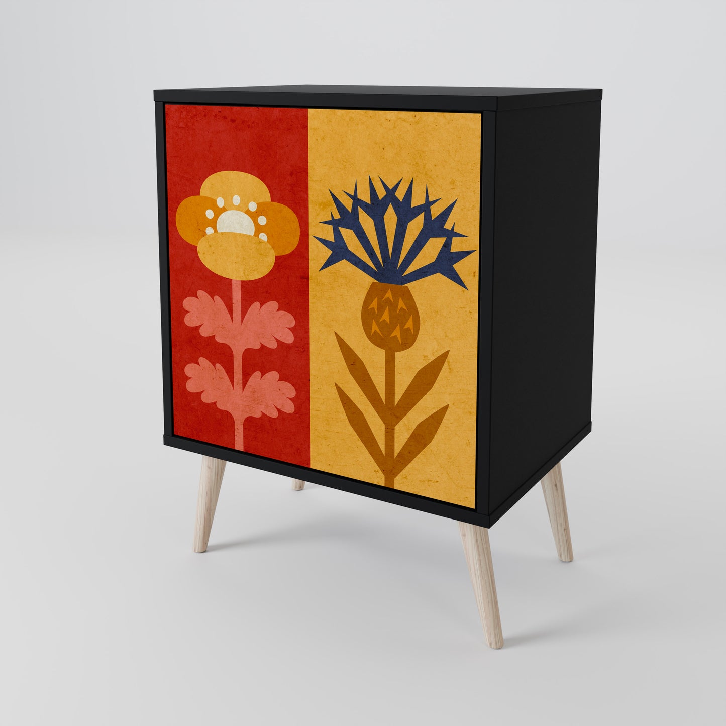 SCANDIC FLOWERET 1-Door Sideboard in Black Finish